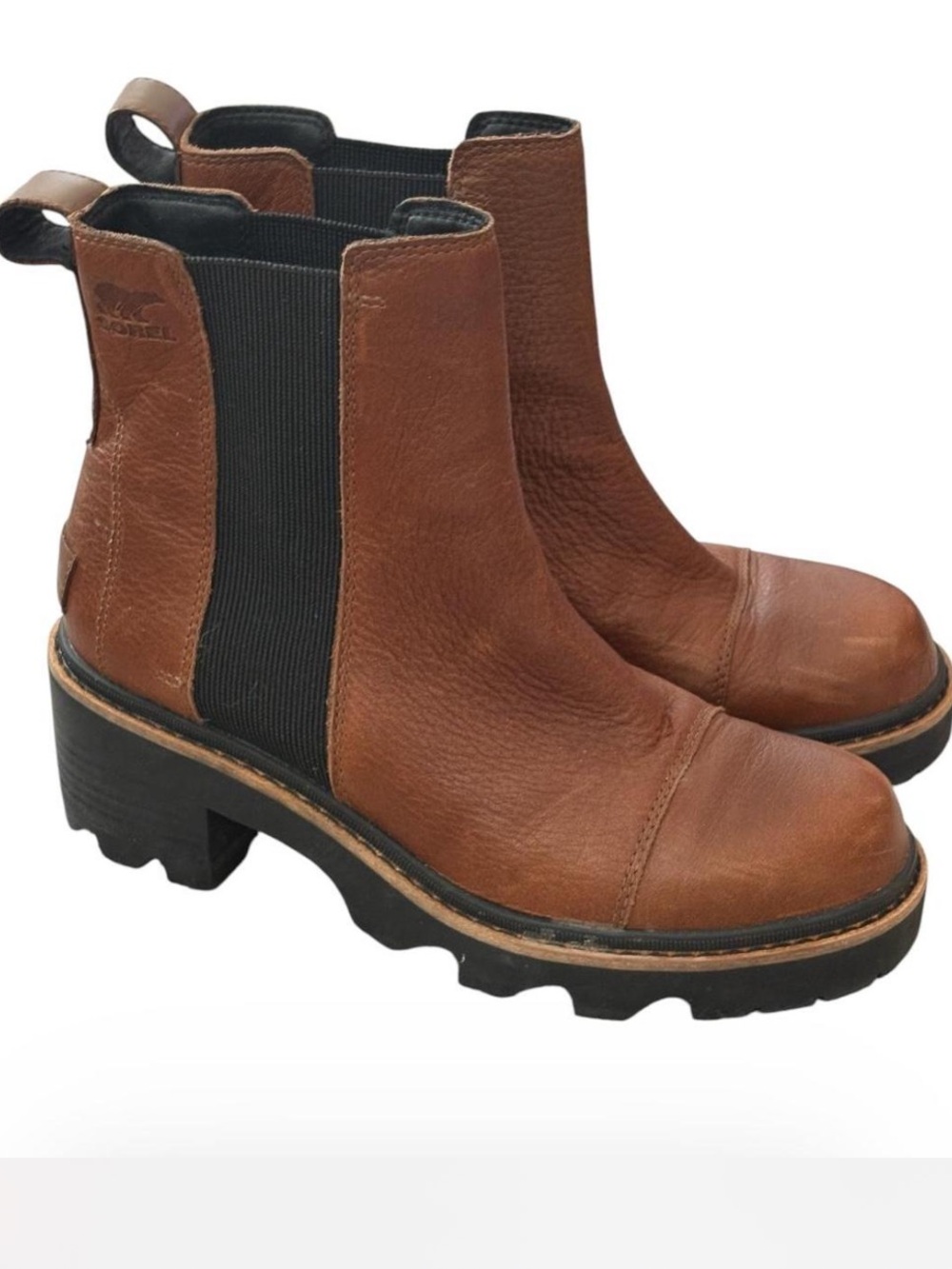 Sorel Brown Leather Chelsea Lug Sole Boots Size 8.5